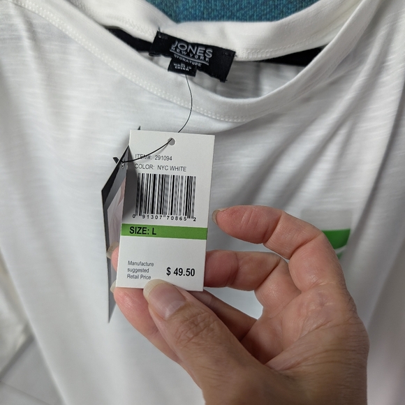 Jones New York White Tee With Button Detail, Relaxed Fit Women Size L - Picture 16 of 16
